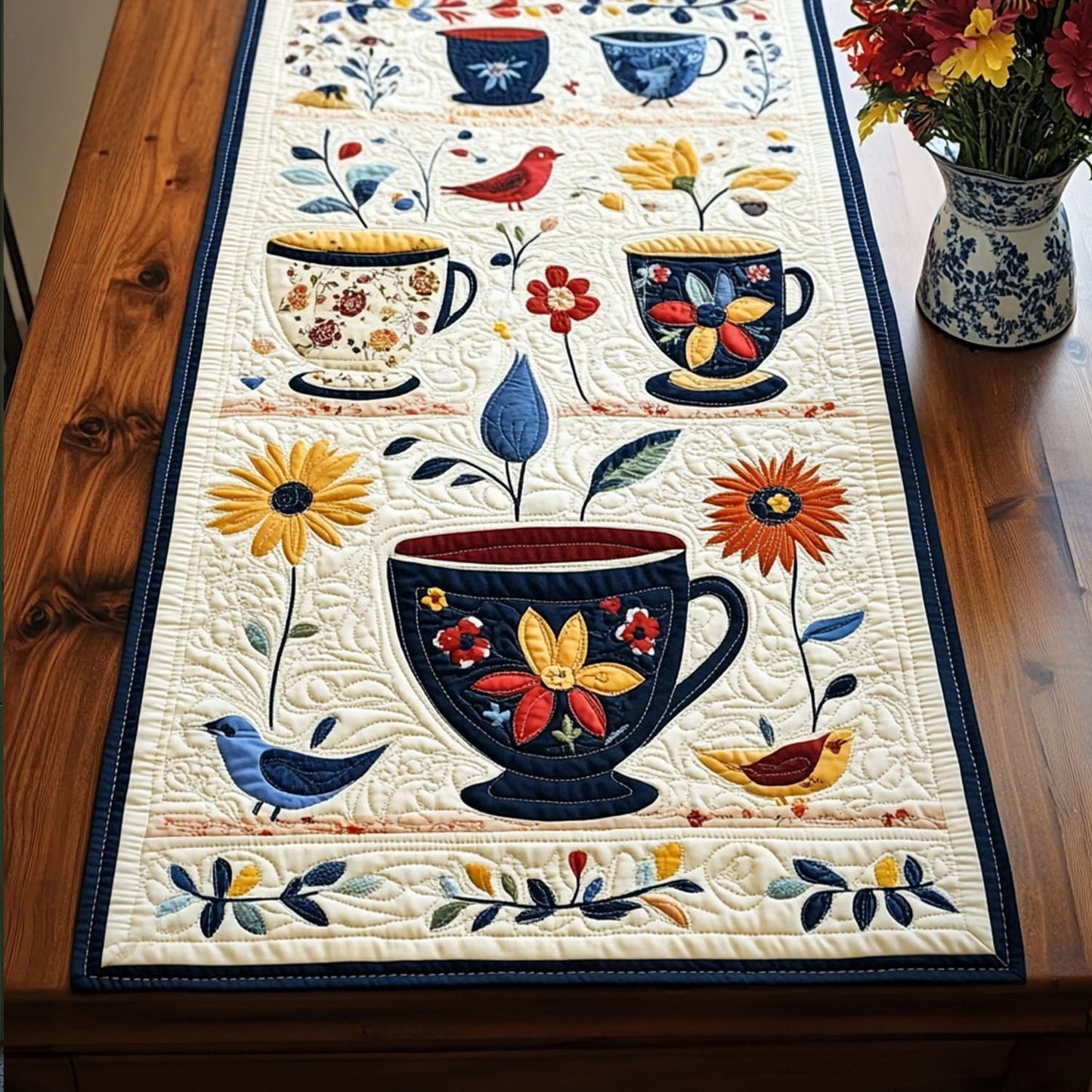 Heritage Blossom Quilted Table Runner NCU0PT6980