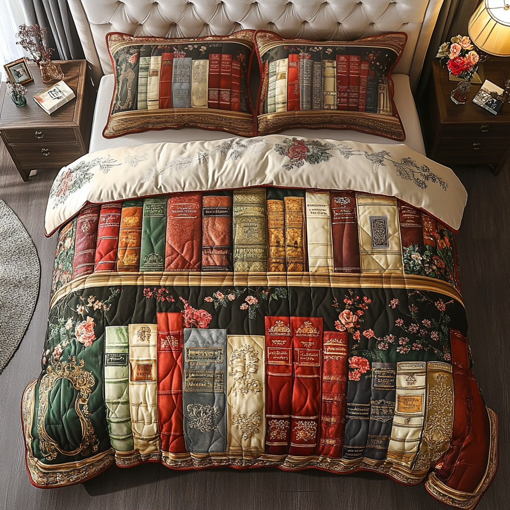 Heritage Books 3-Piece Quilted Bedding Set NCU0VH3231