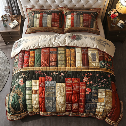 Heritage Books 3-Piece Quilted Bedding Set NCU0VH3231