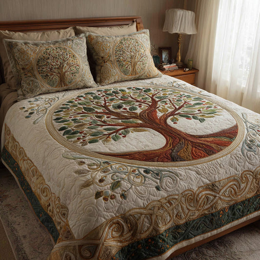 Heritage Circle 3-Piece Quilted Bedding Set NCU0VL3071