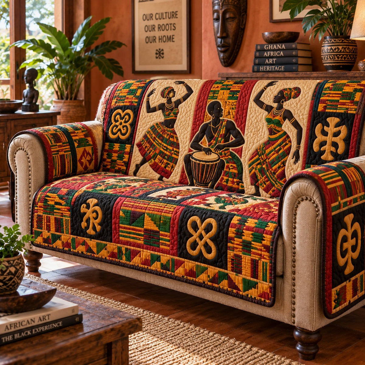 Heritage Drum Circle Quilted Sofa Cover NCU0VL4011