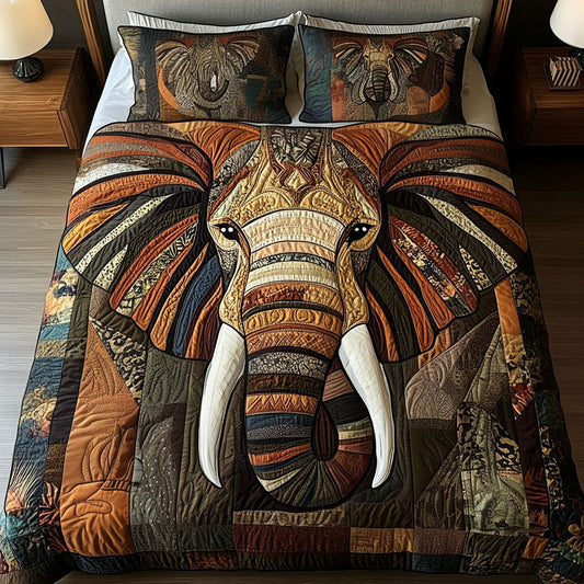 Heritage Elephant 3-Piece Quilted Bedding Set NCU0NT4604