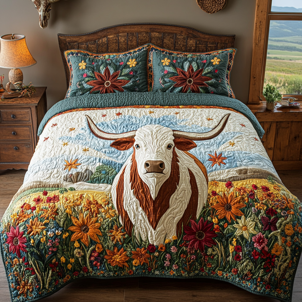 Heritage Horns 3-Piece Quilted Bedding Set NCU0DV4962
