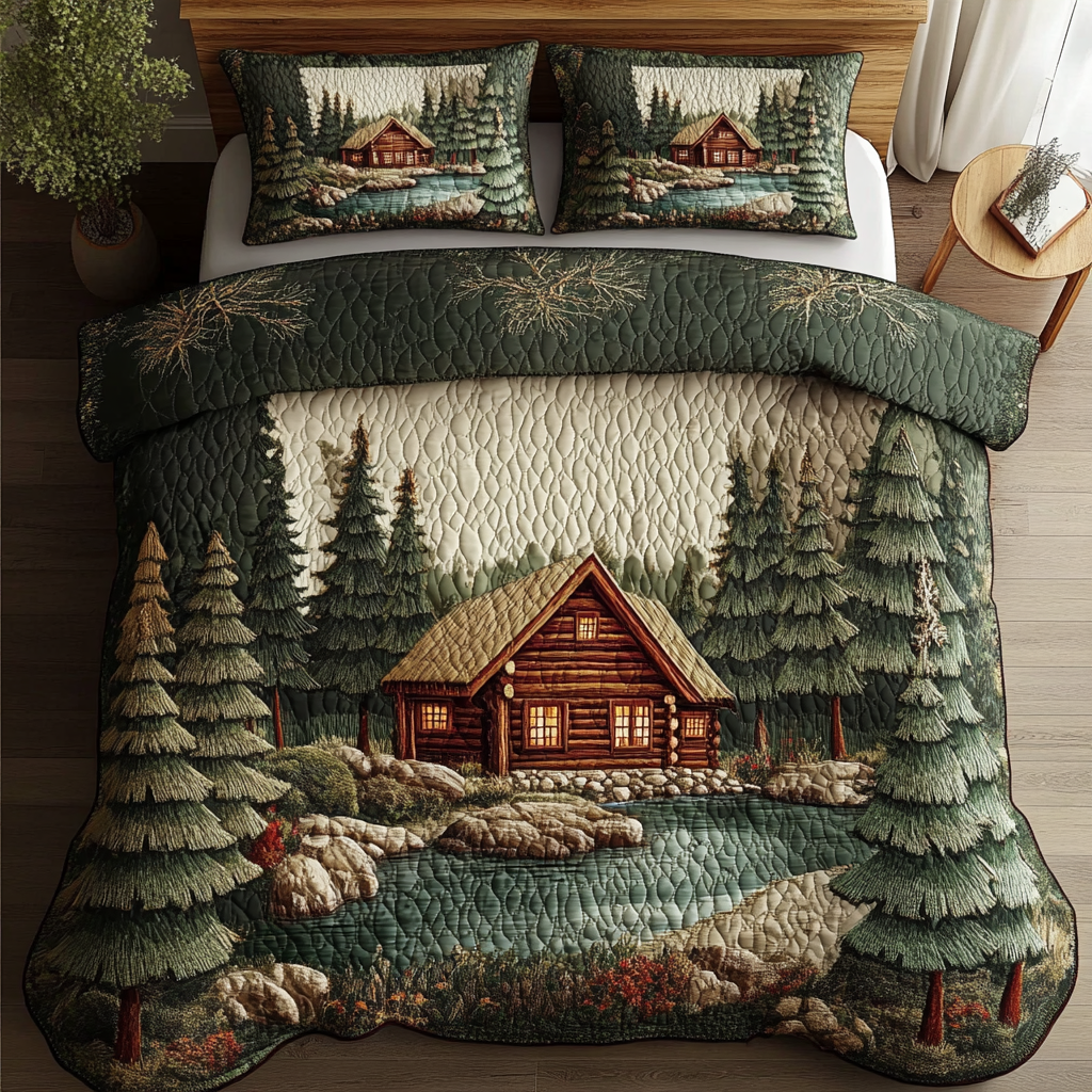 Heritage Log Cabin 3-Piece Quilted Bedding Set NCU0DK3576
