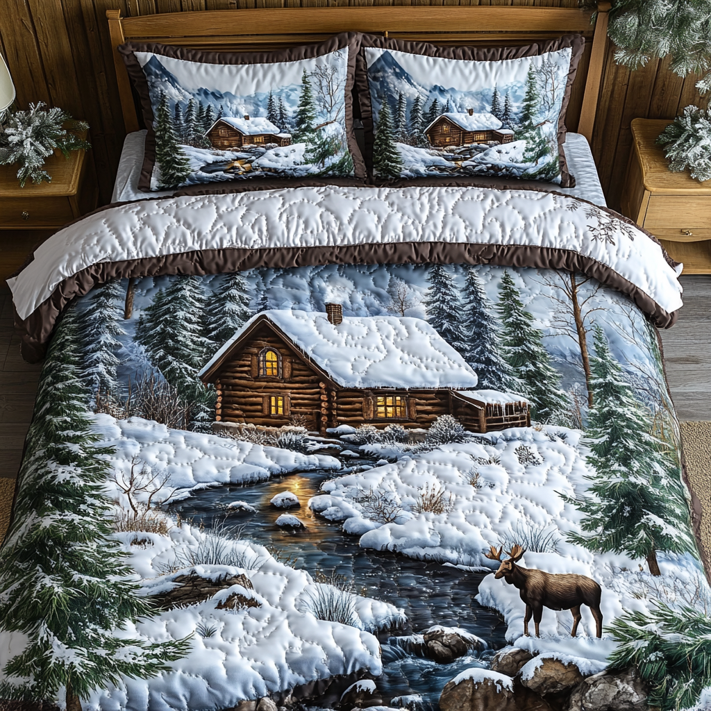 Heritage Log Cabin 3-Piece Quilted Bedding Set NCU0DK3678