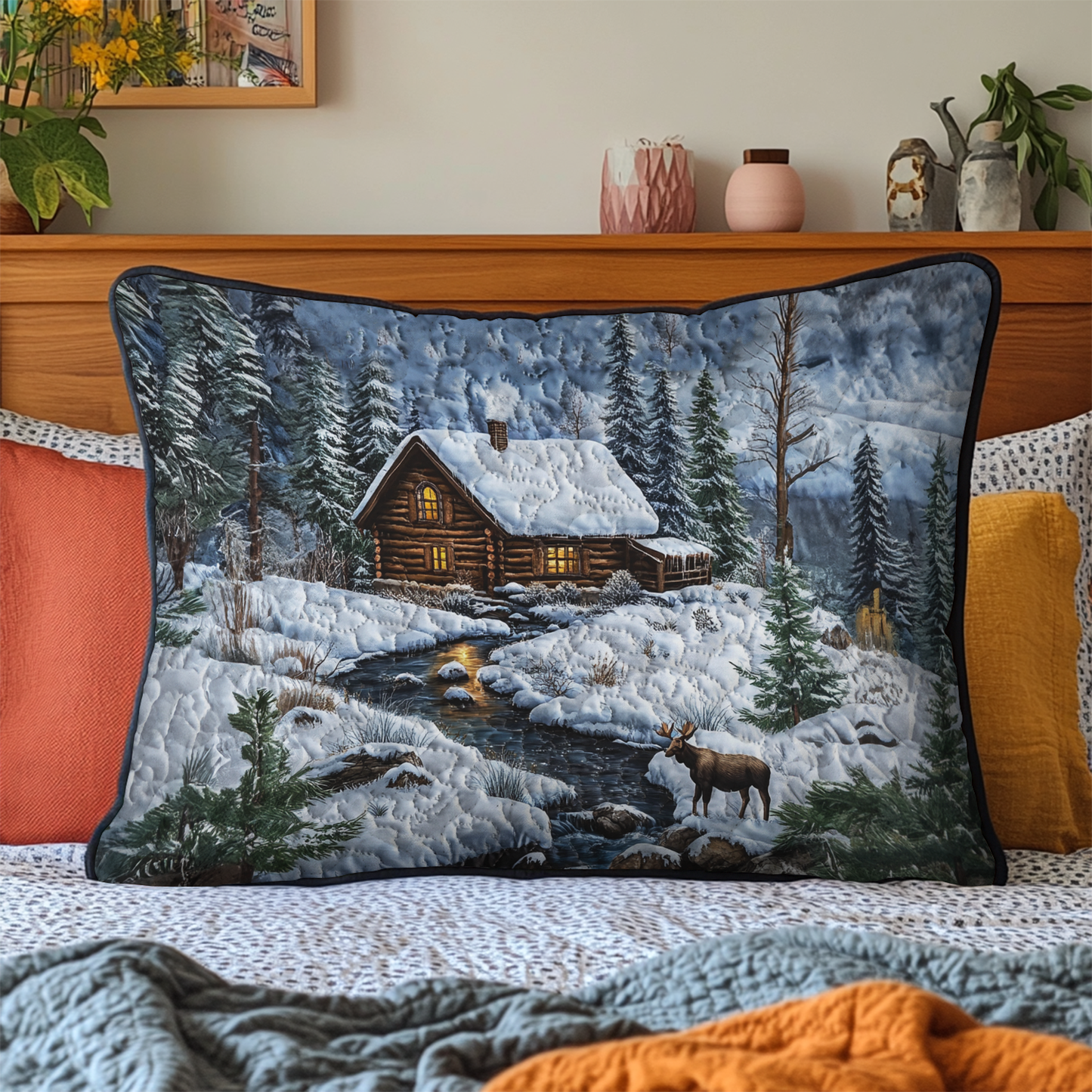 Heritage Log Cabin Quilted Bedding Pillow Case NCU0DK3780