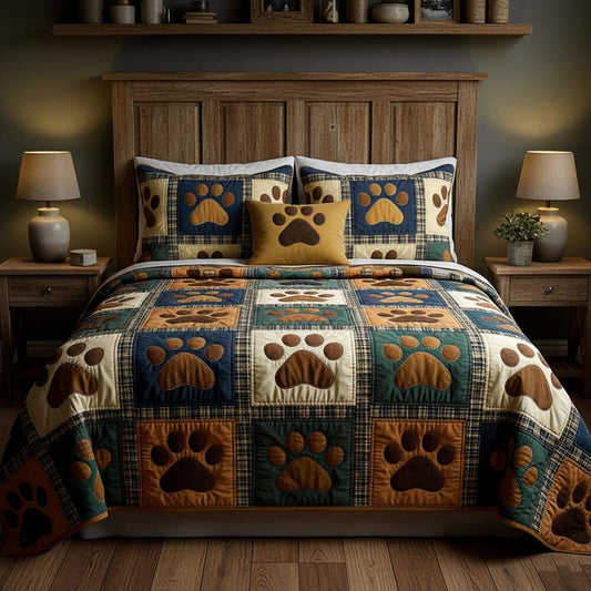 Heritage Paw 3-Piece Quilted Bedding Set NCU0NT11680
