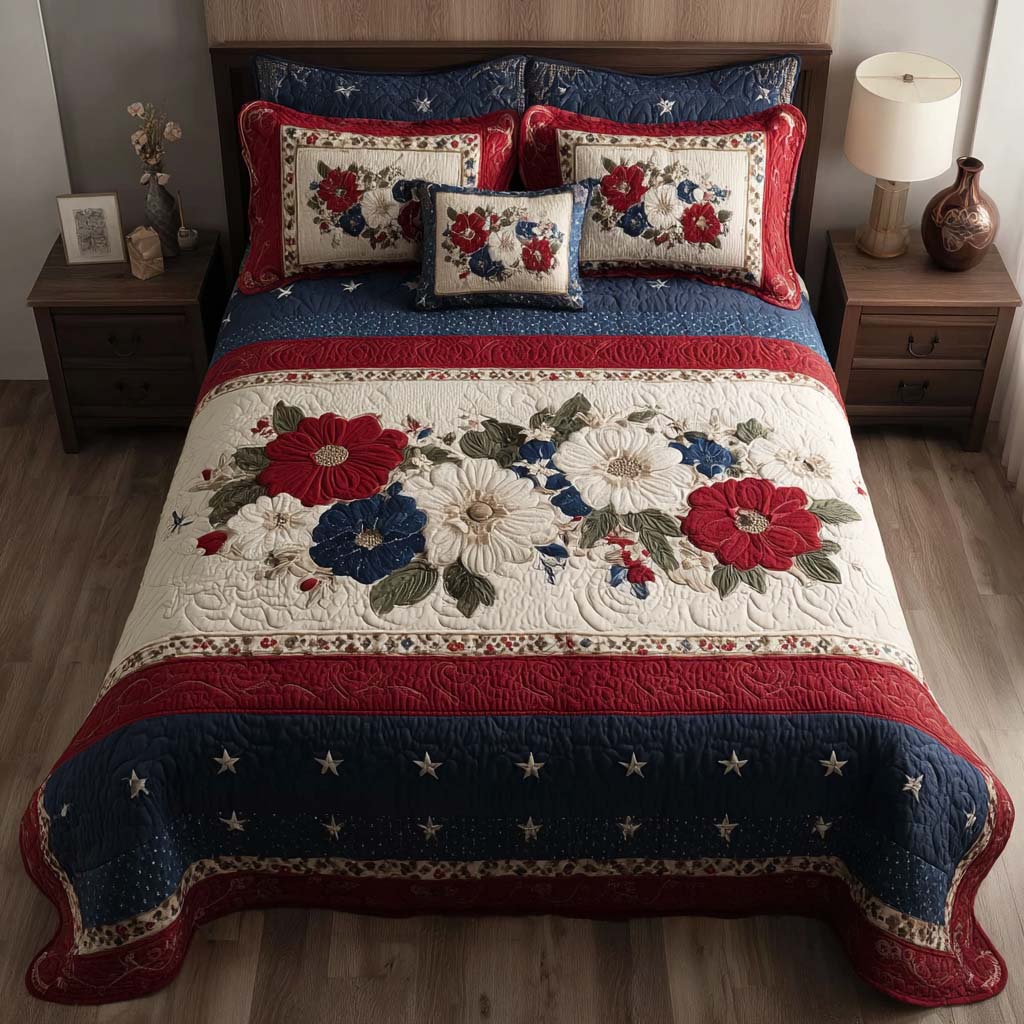 Heritage Petal 3-Piece Quilted Bedding Set NCU0HH1879