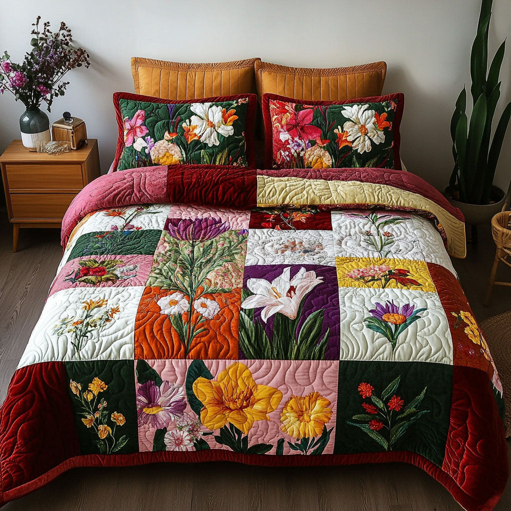 Heritage Petals 3-Piece Quilted Bedding Set NCU0PT5038