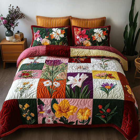 Heritage Petals 3-Piece Quilted Bedding Set NCU0PT5038