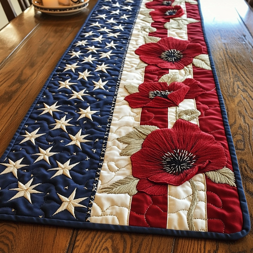 Heritage Poppies Quilted Table Runner NCU0VH4809