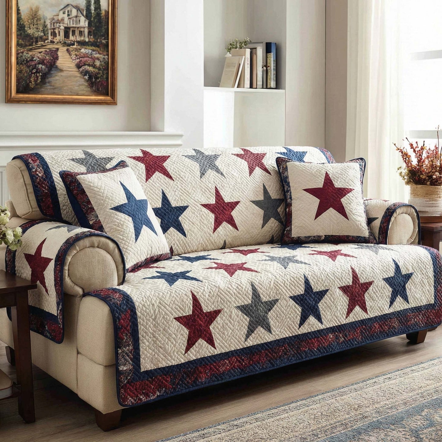 Heritage Stars Quilted Sofa Cover NCU0XD2253