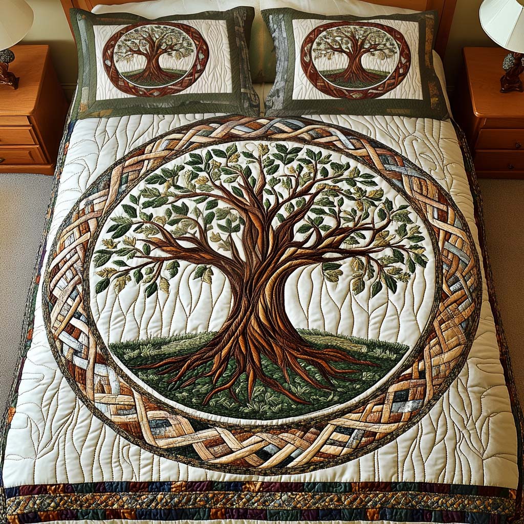 Heritage Tree 3-Piece Quilted Bedding Set NCU0NT2260 – Vantique