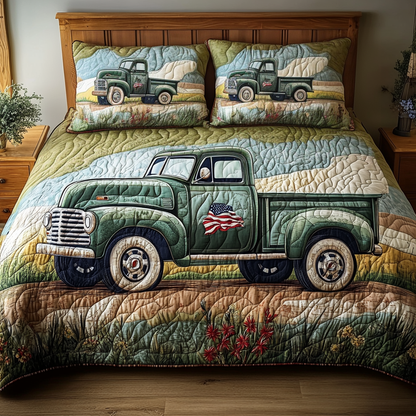 Heritage Wheels 3-Piece Quilted Bedding Set NCU0VH4133