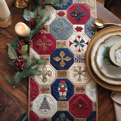 Hexagon Holiday Charm Quilted Table Runner NCU0PT9609