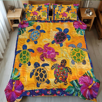 Hibiscus Turtle 3-Piece Quilted Bedding Set NCU0TL466