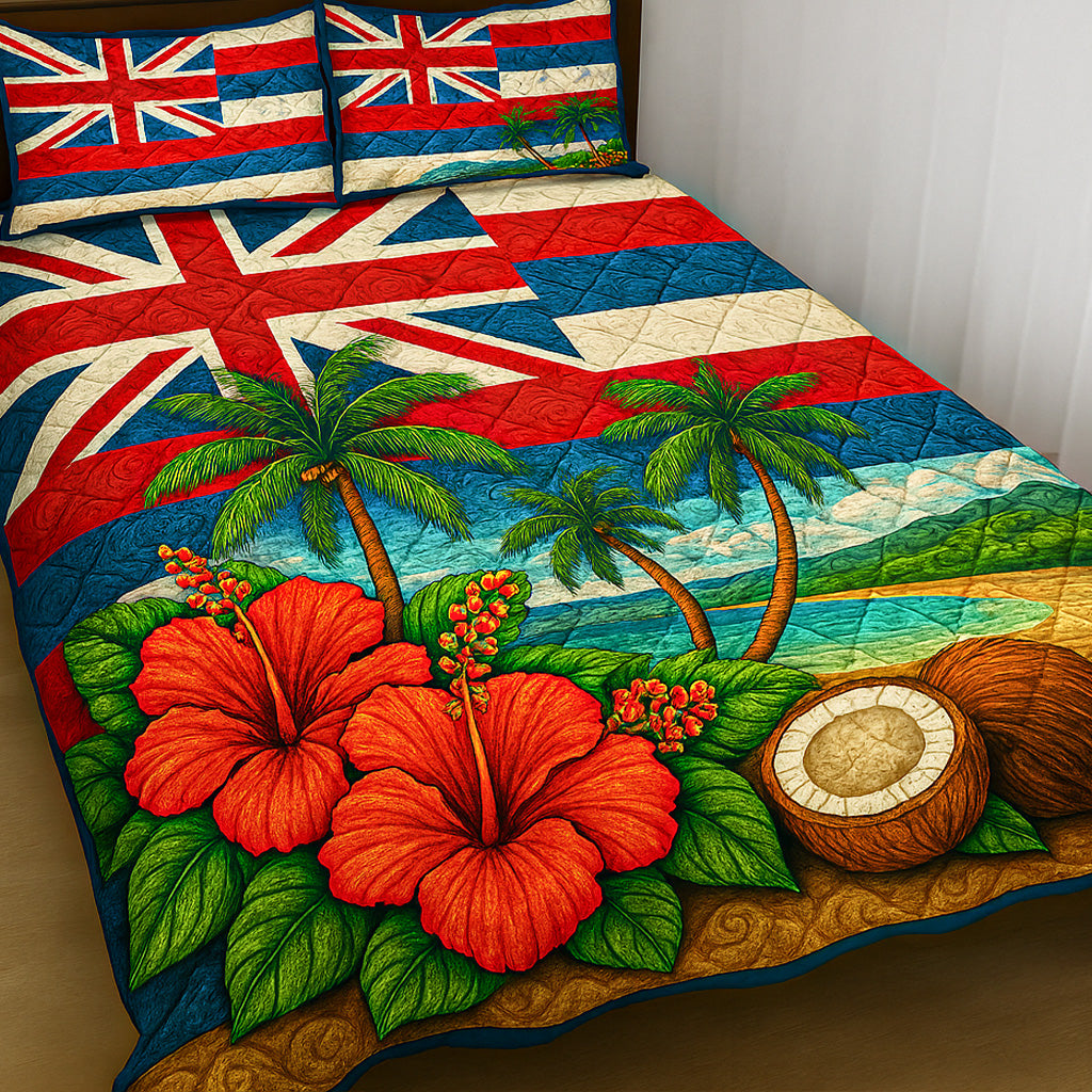 Hibiscus Shore 3-Piece Quilted Bedding Set NCU0NT5811