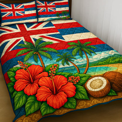 Hibiscus Shore 3-Piece Quilted Bedding Set NCU0NT5811