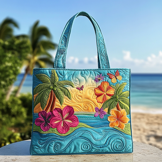 Hibiscus Bay Quilted Tote Bag NCU0VL2744