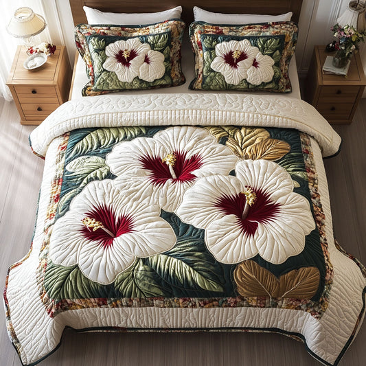 Hibiscus Bloom 3-Piece Quilted Bedding Set NCU0TD2606
