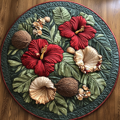 Hibiscus Bloom Delight Quilted Round Mat NCU0DV4599
