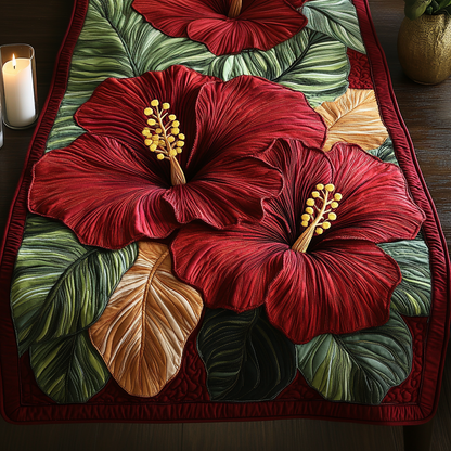 Hibiscus Bloom Quilted Table Runner NCU0VH4047