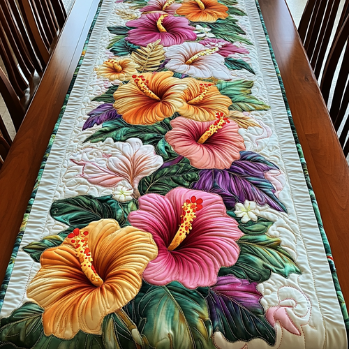 Hibiscus Breeze Quilted Table Runner NCU0DK5909