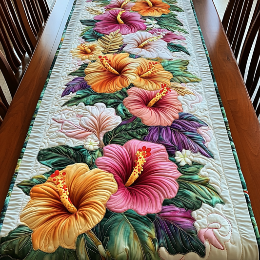 Hibiscus Breeze Quilted Table Runner NCU0DK5909
