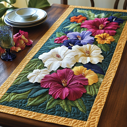 Hibiscus Breeze Quilted Table Runner NCU0DV4541