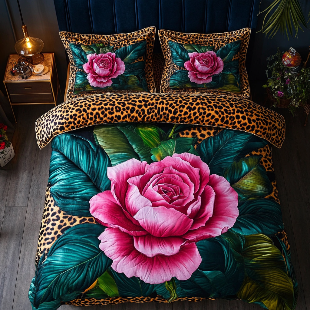 Hibiscus Charm 3-Piece Quilted Bedding Set NCU0DK6197