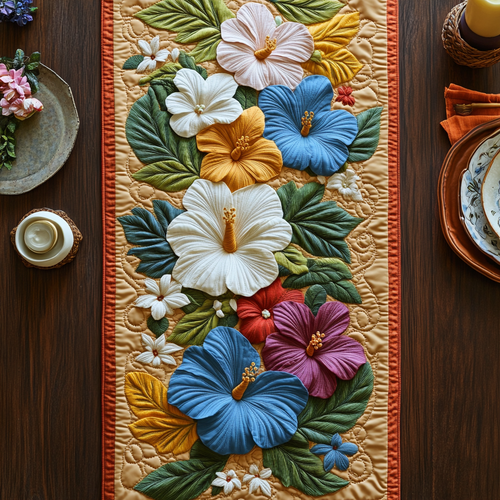 Hibiscus Delight Quilted Table Runner NCU0DV4532