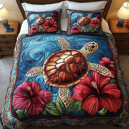 Hibiscus Dream 3-Piece Quilted Bedding Set NCU0NT3969