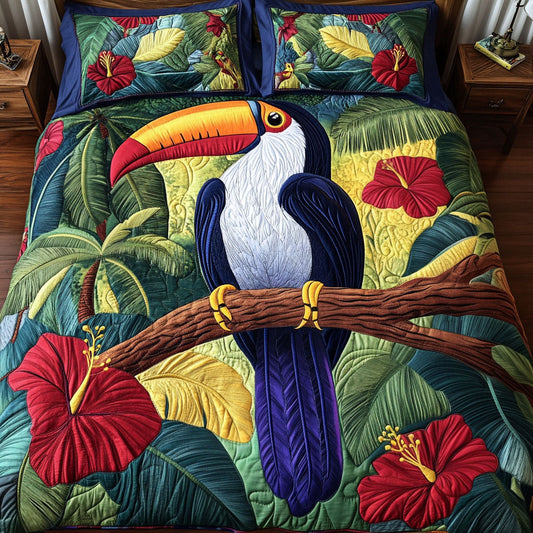 Hibiscus Dream 3-Piece Quilted Bedding Set NCU0NT5263