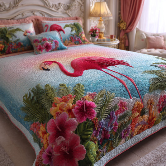 Hibiscus Dream 3-Piece Quilted Bedding Set NCU0VL3531