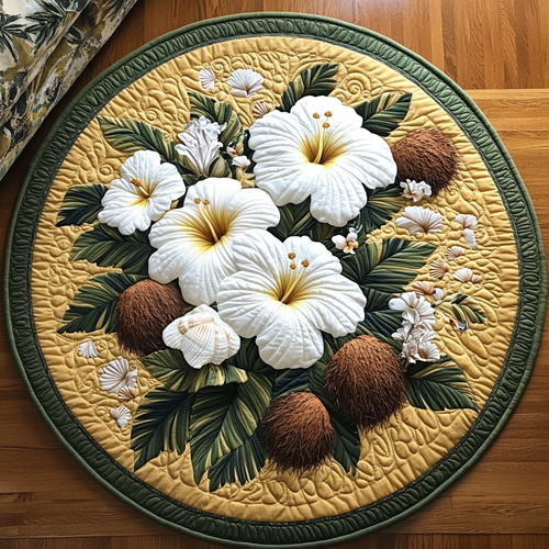 Hibiscus Harmony Quilted Round Mat NCU0DV4602