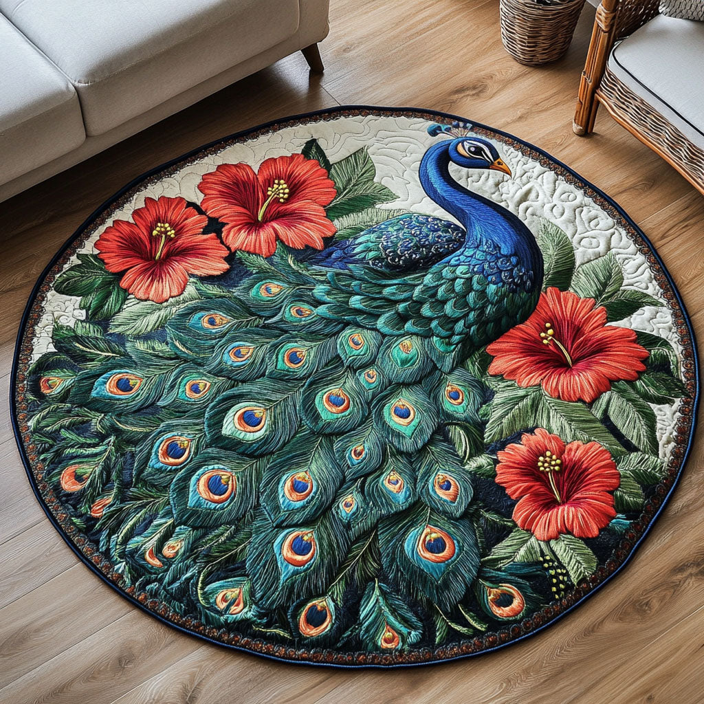 Hibiscus Harmony Quilted Round Mat NCU0NT4889