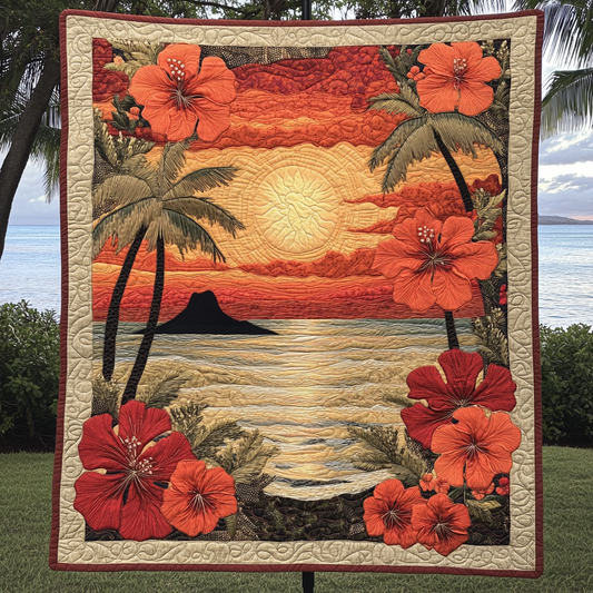 Hibiscus Haven Quilted Blanket NCU0VH4897