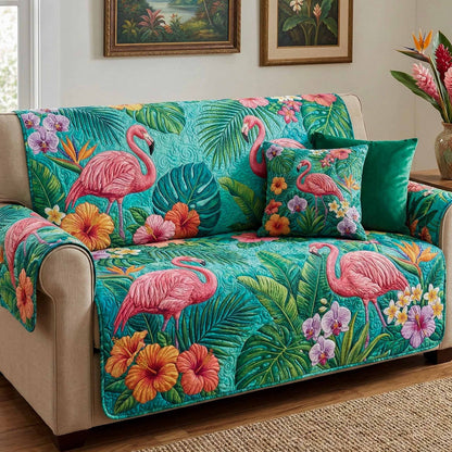 Hibiscus Haven Quilted Sofa Cover NCU0XD2610