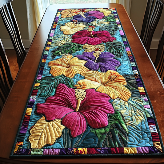 Hibiscus Haven Quilted Table Runner NCU0DK5759