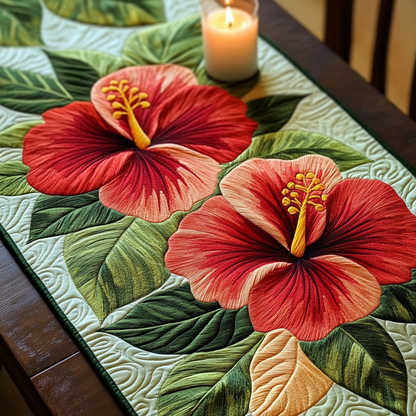 Hibiscus Haven Quilted Table Runner NCU0VH3957