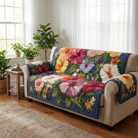 Hibiscus Haze Quilted Sofa Cover NCU0DK12127