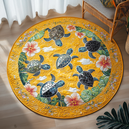 Hibiscus Hideaway Quilted Round Mat NCU0DV986