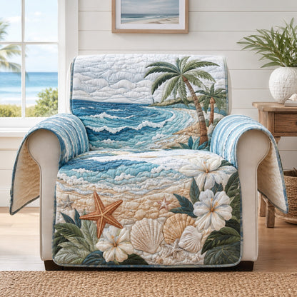 Hibiscus Island Breeze Quilted Sofa Cover NCU0VL3984