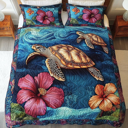 Hibiscus Journey 3-Piece Quilted Bedding Set NCU0NT3977