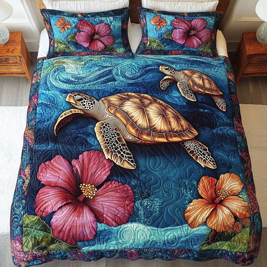 Hibiscus Journey 3-Piece Quilted Bedding Set NCU0NT3977