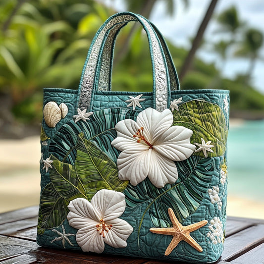 Hibiscus Kiss Quilted Tote Bag NCU0DV7180