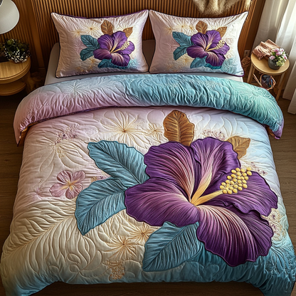 Hibiscus Paradise 3-Piece Quilted Bedding Set NCU0DV5201