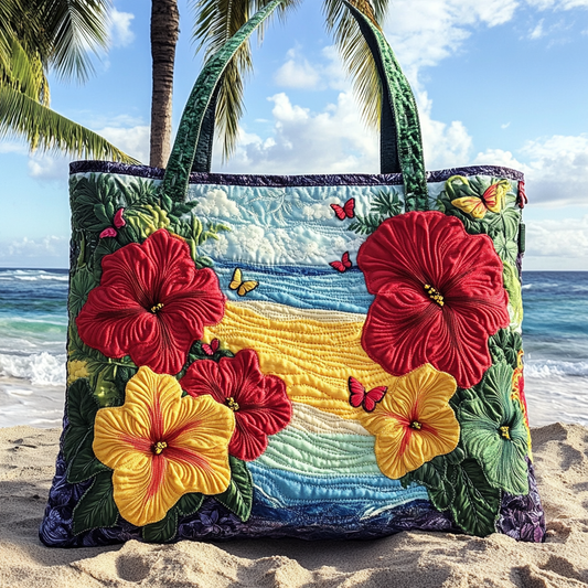 Hibiscus Vibe Quilted Tote Bag NCU0VL2685