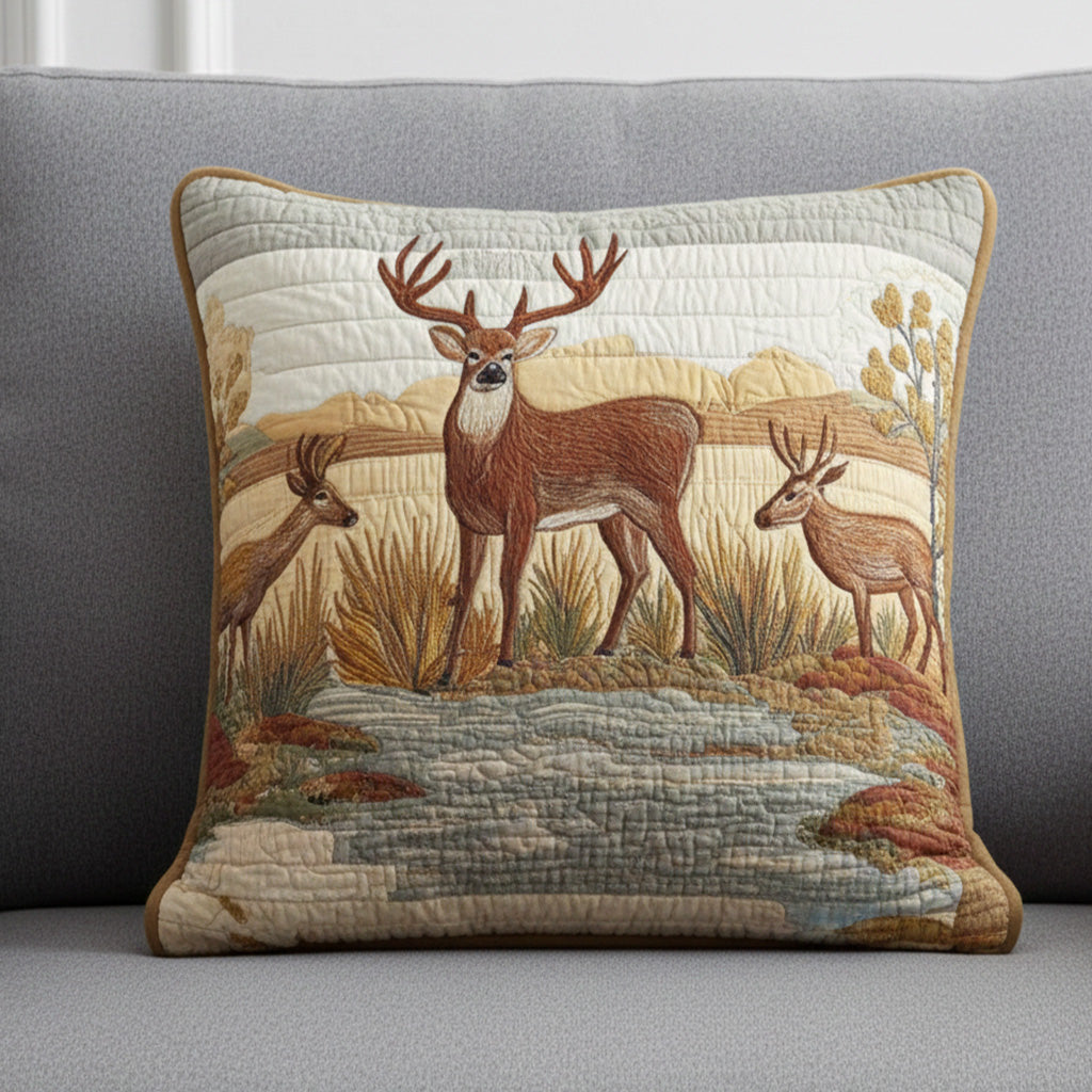 Hidden Deer Quilted Pillow Case NCU0NT10826