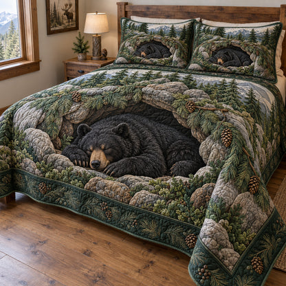 Hidden Bear Den 3-Piece Quilted Bedding Set NCU0TV2148